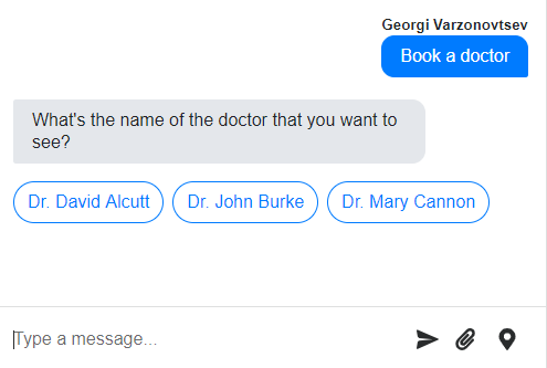 Quick reply suggestions.