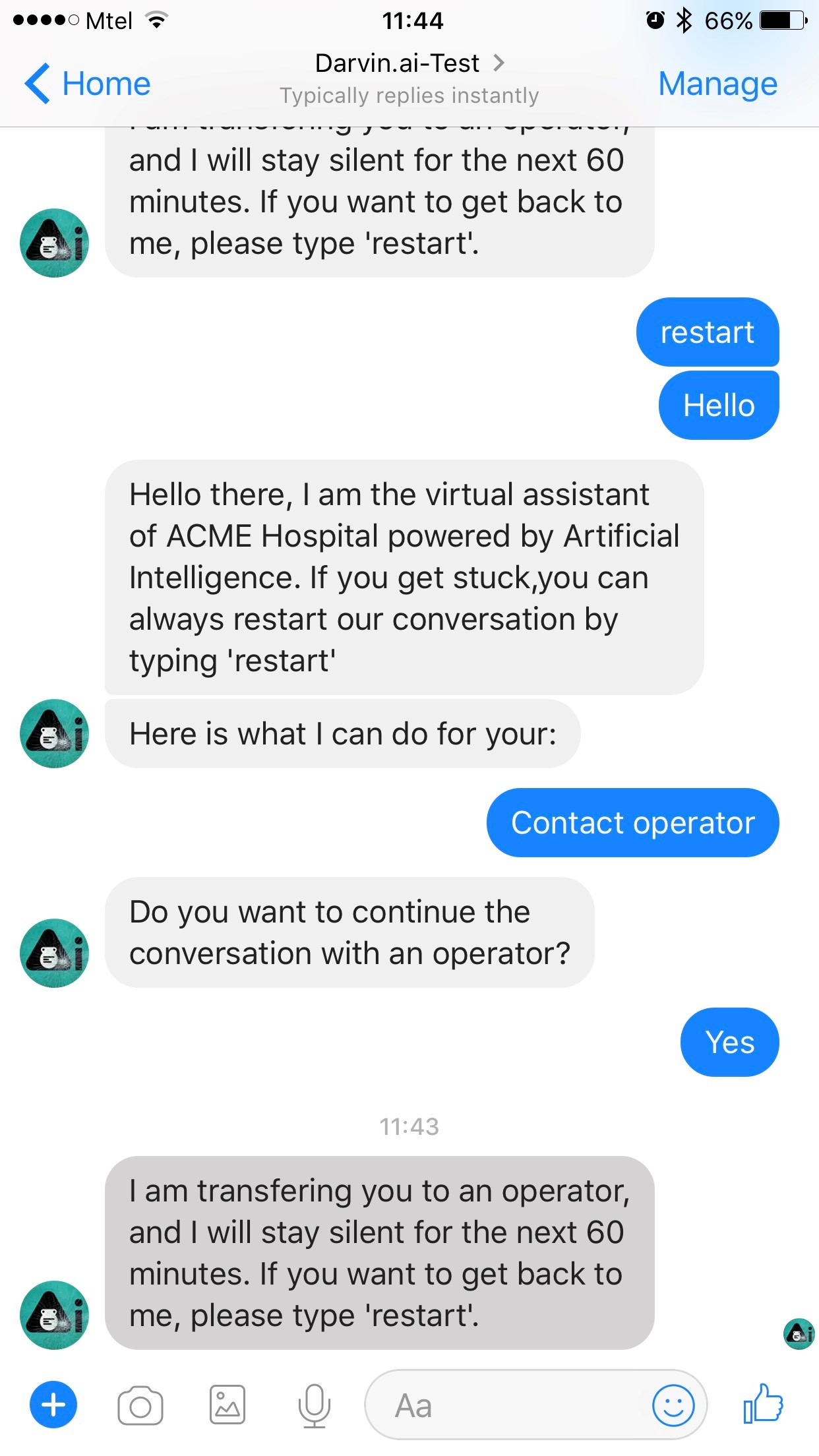 Getting started conversation with NativeChat